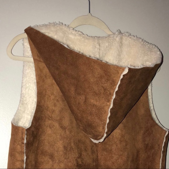 Faux Suede and Fur Vest with Hood - Picture 2 of 4